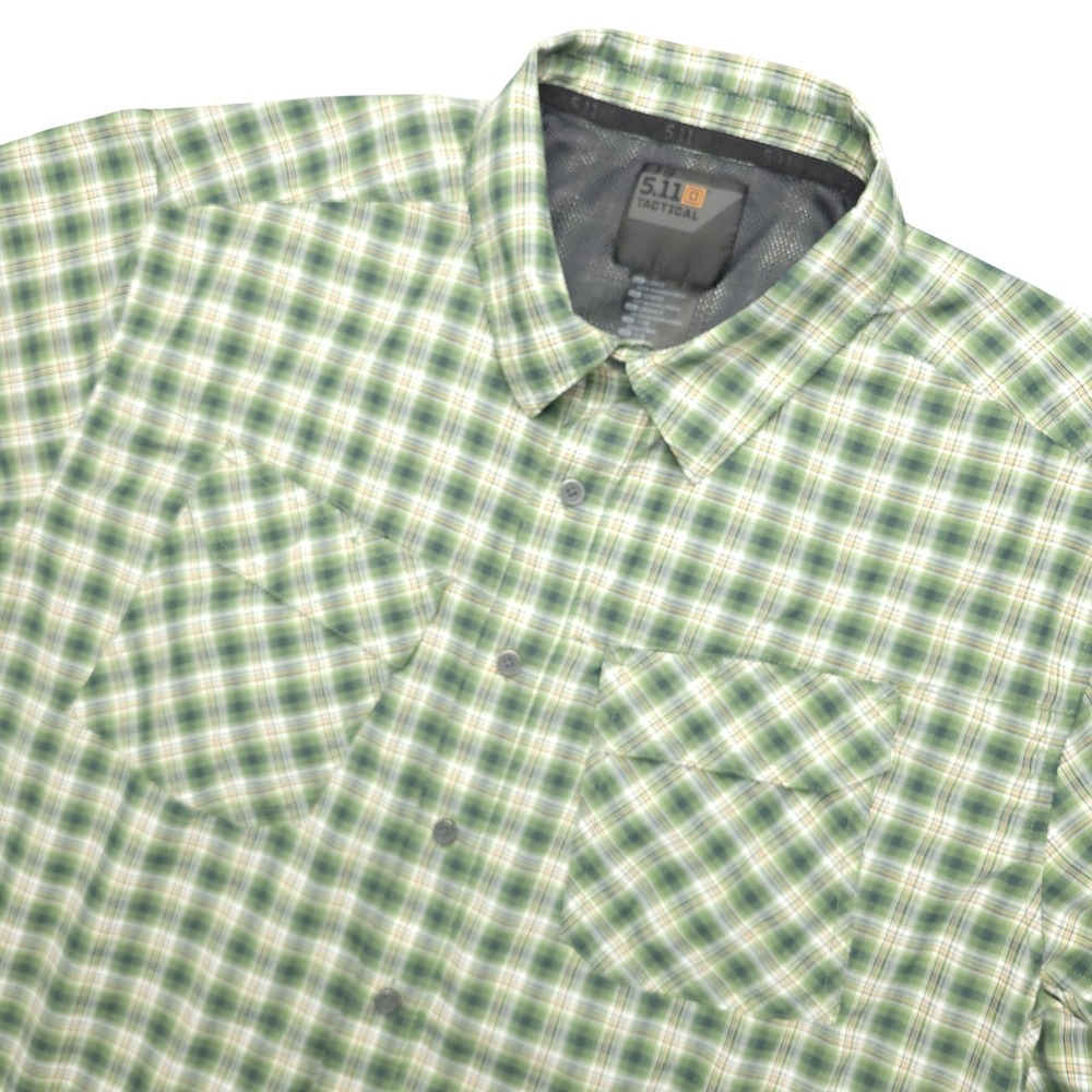 5.11 Tactical Shirt Mens L Green Plaid Short Sleeve Button Up Tactical Outdoor